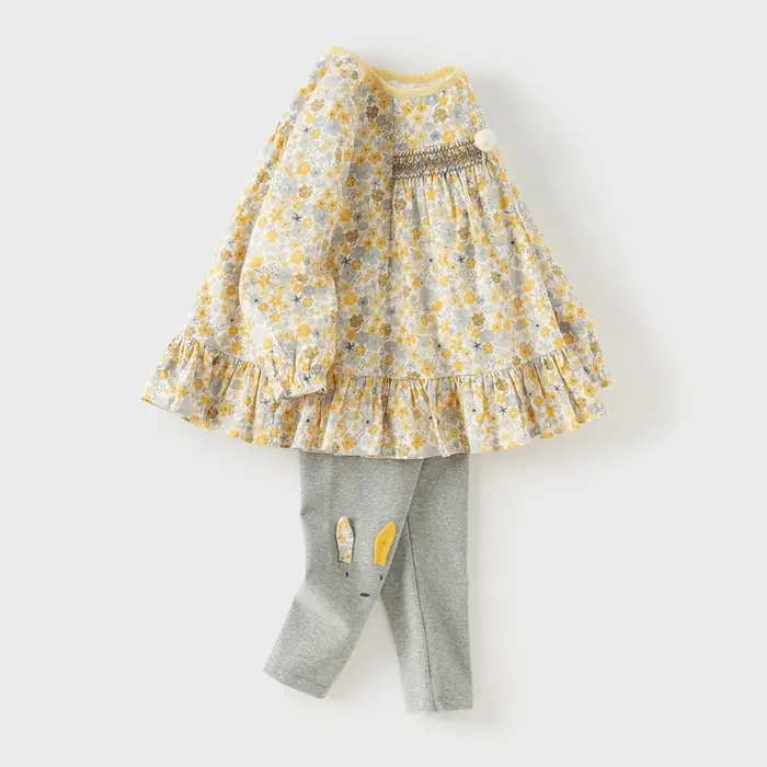 Dave Bella enfants doux mignon imprimé fleuri pantalon ensemble filles bébé automne mode décontracté