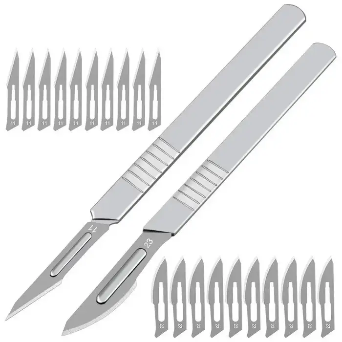 Scalpel métallique en acier au carbone, 11 #23 #, manche sphérique, bricolage, réparation de coupe, 