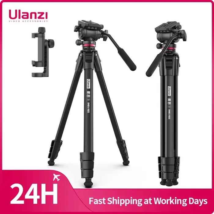 Ulanzi MT-56 OMBRA trépied de voyage vidéo avec tête sphérique de traînée fluide en métal extérieur 