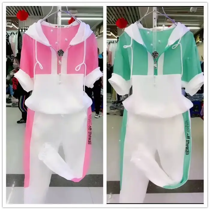 Survêtement femme 2026 ample décontracté à manches courtes haut à capuche pantalon deux pièces ensemble Sweat costume pour femmes vêtements occasions spéciales