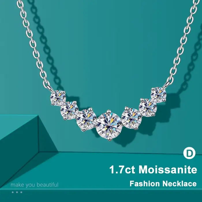 Collier Moissanite pour femme, bijoux fins de mariage avec certificats, plaqué argent Sterling 925, 
