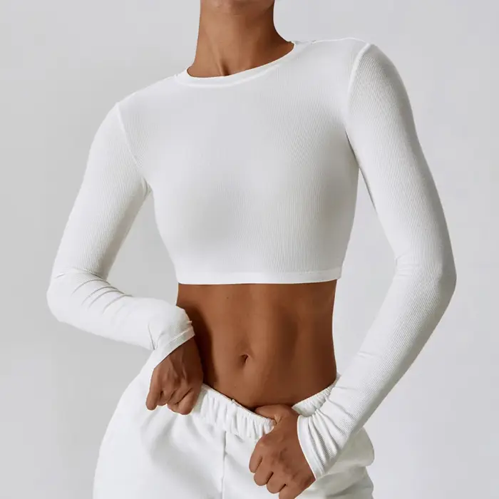 ALINOCalculator-T-shirt à manches longues et col ras du cou pour femme, vêtement de sport, léger, ba