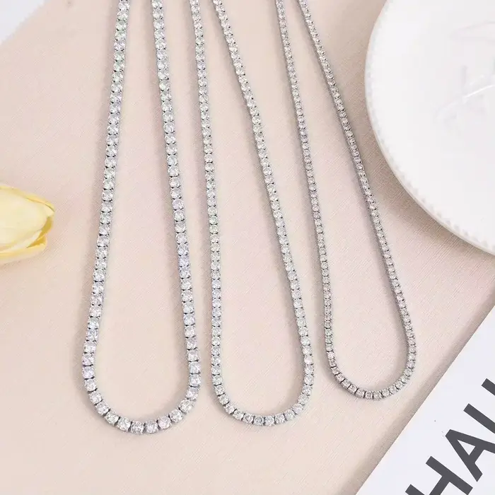 Collier en argent Sterling 925, chaîne en Zircon pour femmes, mode Simple, bijoux de fiançailles, de