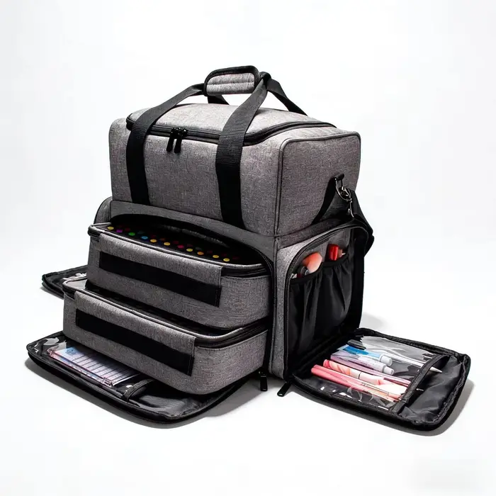 Sac de rangement pour vernis à ongles en tissu Oxford, grande capacité, multi-compartiments, sac à m