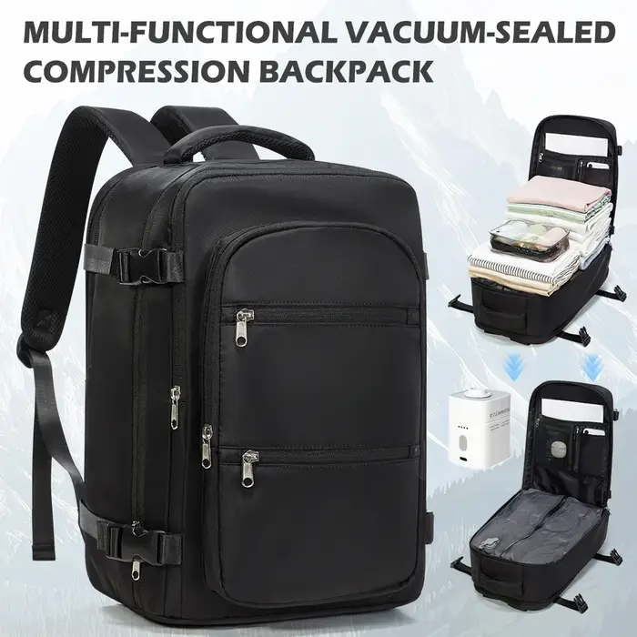 Sac sous vide pour vêtements, sac à dos bagage à main avion, sac à dos sous vide essentiels de voyag