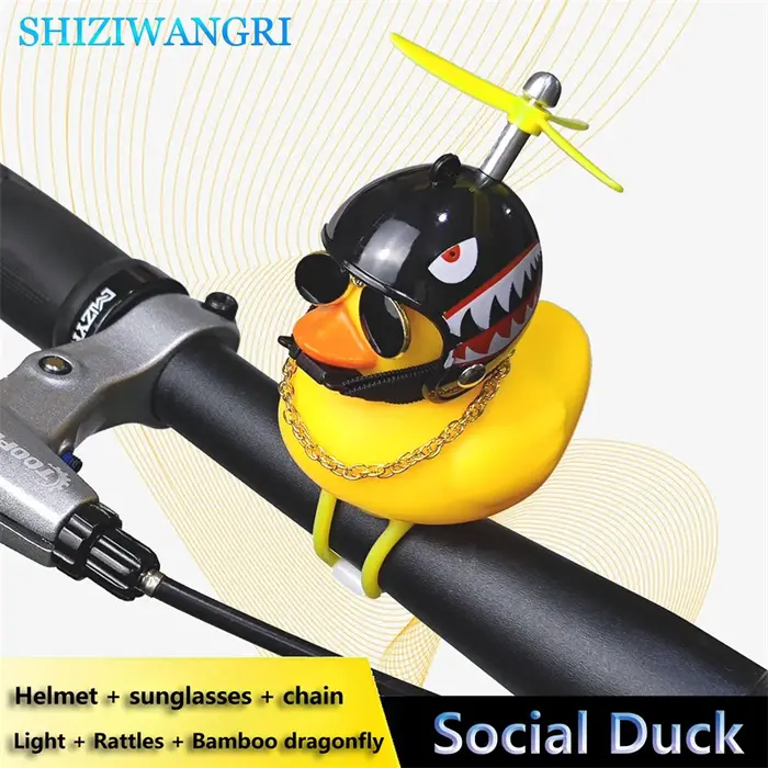 Canard jaune de dessin animé pour guidon de vélo, petit casque lumineux, lumière frontale brillante,