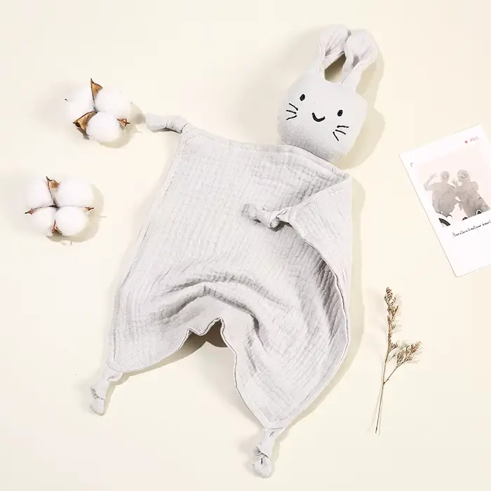 Couverture confortable en mousseline de coton pour bébé, poupée de chat mignon pour nourrissons, ser