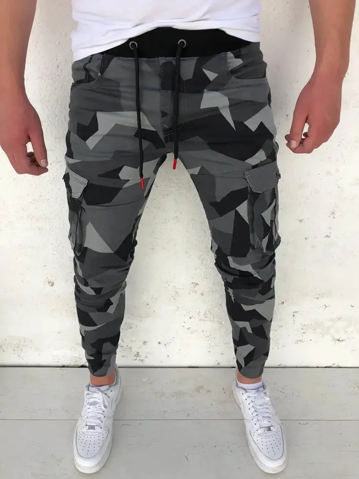 Pantalon de survêtement à séchage rapide pour hommes, pantalon de sport camouflage, slim, élastique,