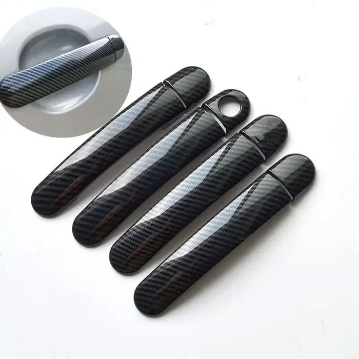 Couvercle de poignée de porte de voiture en Fiber de carbone chromé, autocollant pour VW Golf 5 MK5 