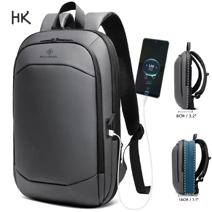 Sac à dos professionnel HK, fin et extensible, pour ordinateur portable 17 pouces, avec port USB, lé
