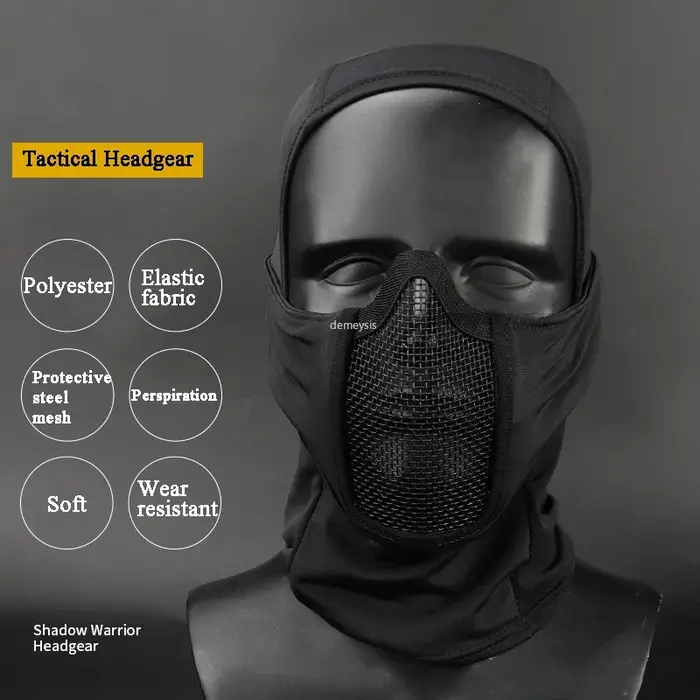 Cagoule tactique en maille, masque Airsoft Paintball, Protection complète du visage, capuche de Styl