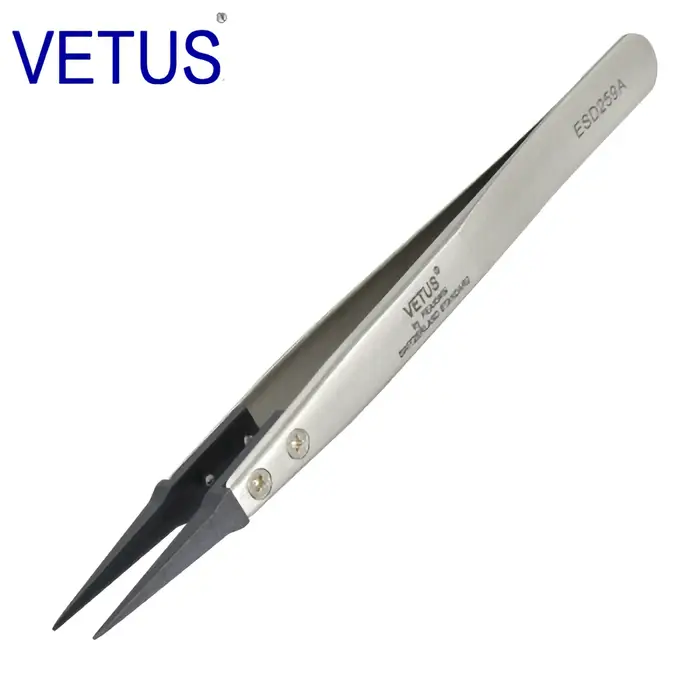 VETUS ESD-259A pince à épiler antistatique à tête Interchangeable corps en acier inoxydable tête en 