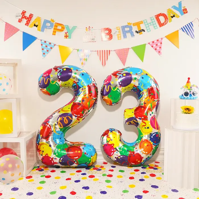 Grands ballons numériques colorés en aluminium pour enfants et adultes, décoration de fête d'anniver