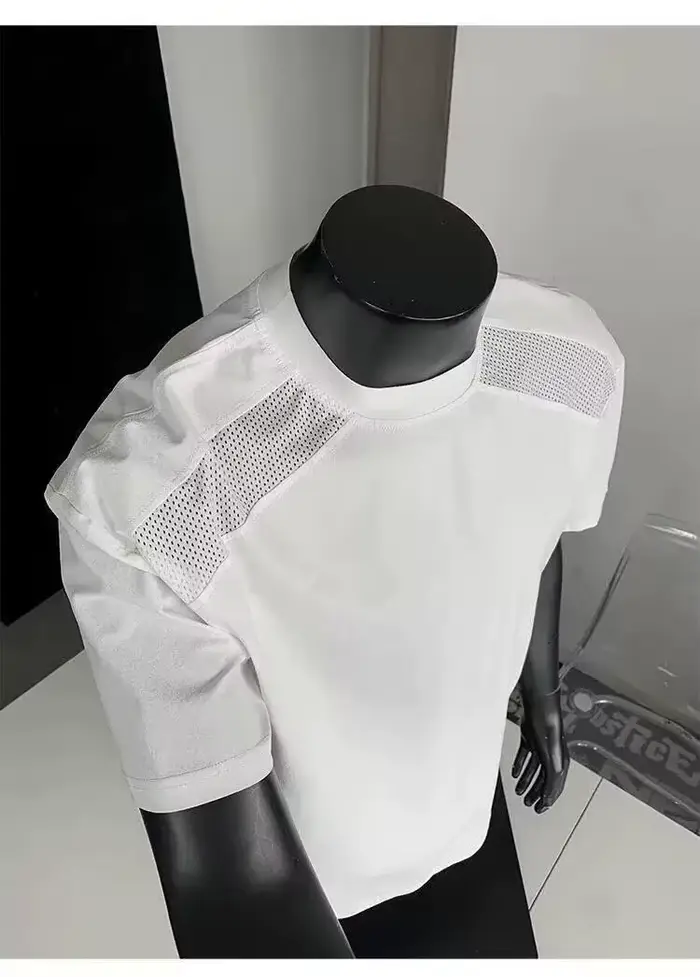 Style américain cleanfit épaule coupe déconstruction T-shirt à manches courtes hommes et femmes à la