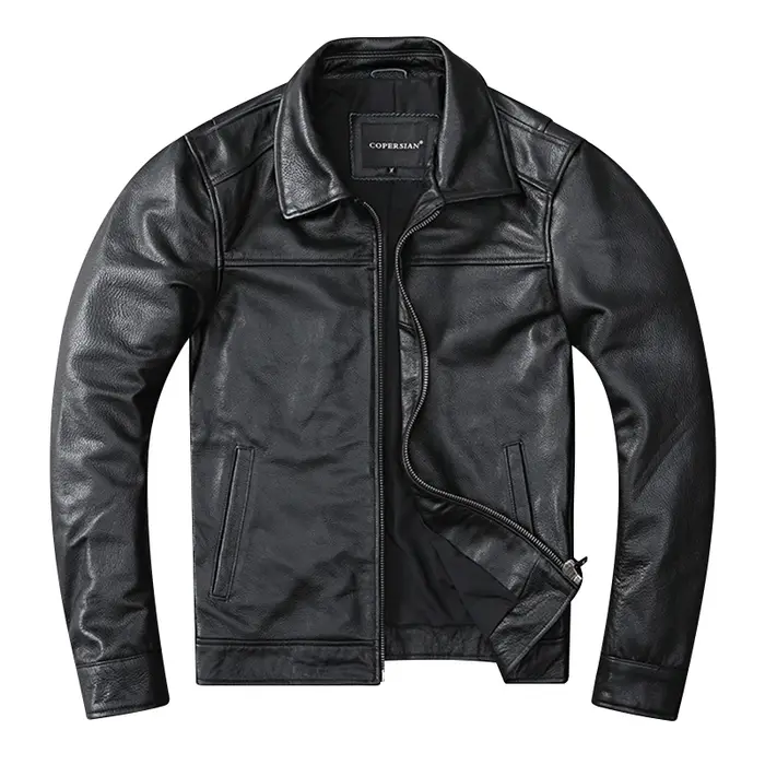 Veste en cuir véritable pour hommes, première couche de peau de vache, cuir pur de Style revers, lég