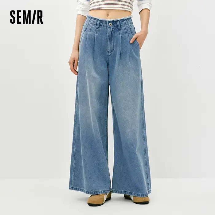 Semir – jean élégant pour femmes, ourlet brut, taille haute, jambes larges, longueur au sol, pantalo