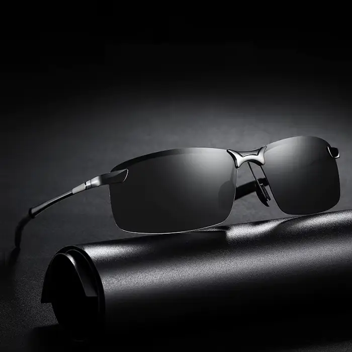 Lunettes de soleil polarisées classiques en métal pour hommes, mode, conduite, pêche, demi-monture, 