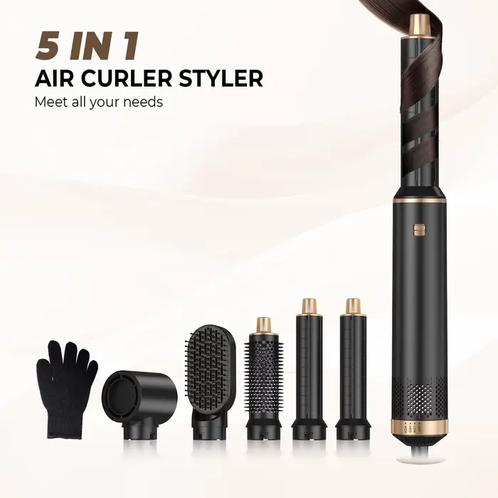 Sèche-cheveux 5 en 1, peigne électrique, lisseur à ions négatifs, fer à friser, brosse chauffante mu