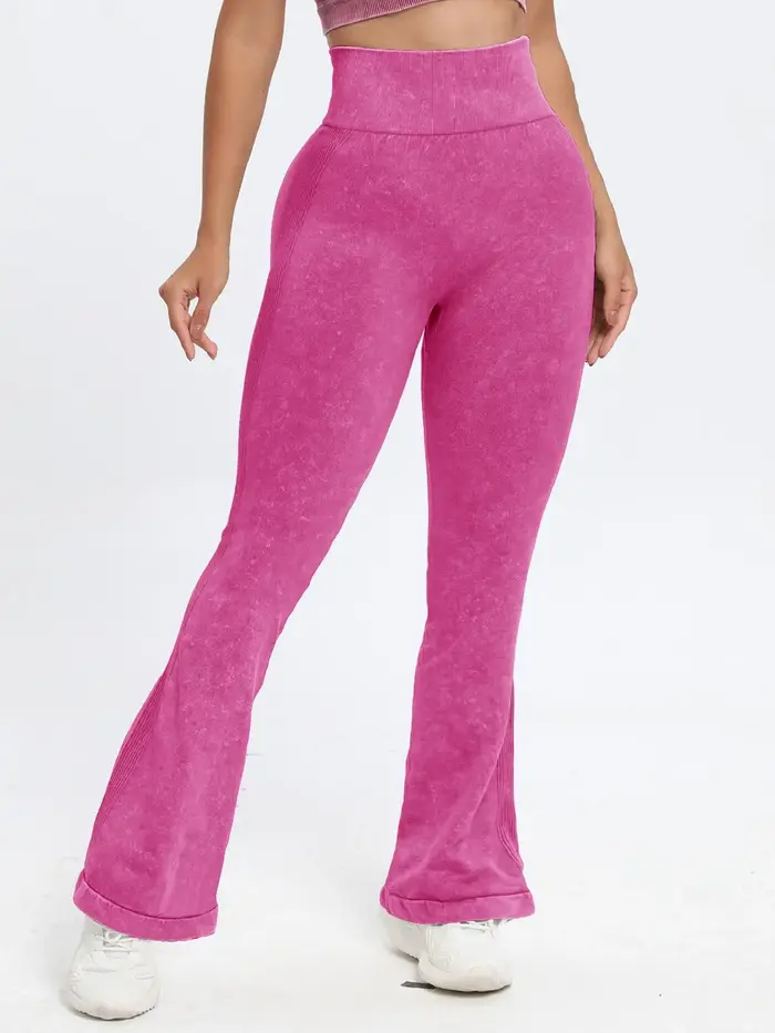 Pantalon moulant taille haute sans couture pour femmes, pantalon évasé moulant givré, pantalon de yo