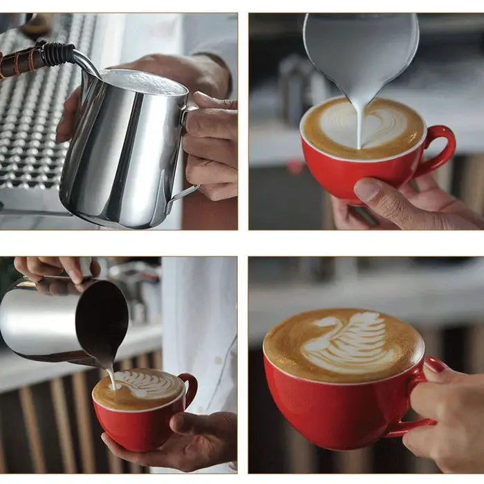 Pichets à lait en acier inoxydable, 100/350/600ml, à la mode, artisanat du lait, pichet à mousse de 