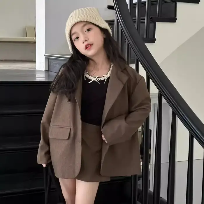 Ensemble jupe de costume pour enfants et filles, veste ample et short, à la mode, vêtements pour enf