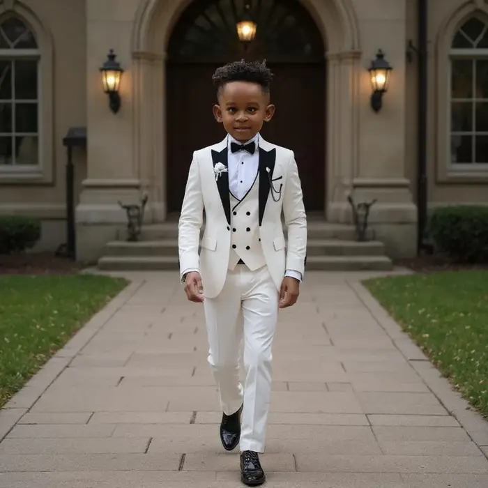Costumes formels pour garçons de 2 à 16 ans, veste de mariage avec pantalon, gilet, ensemble 3 pièce