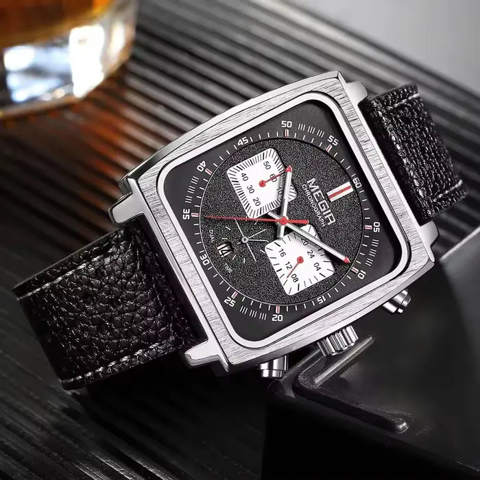 MEGIR 2182 luxe mode sport chronographe multi-fonctionnel militaire en cuir Date montres pour hommes