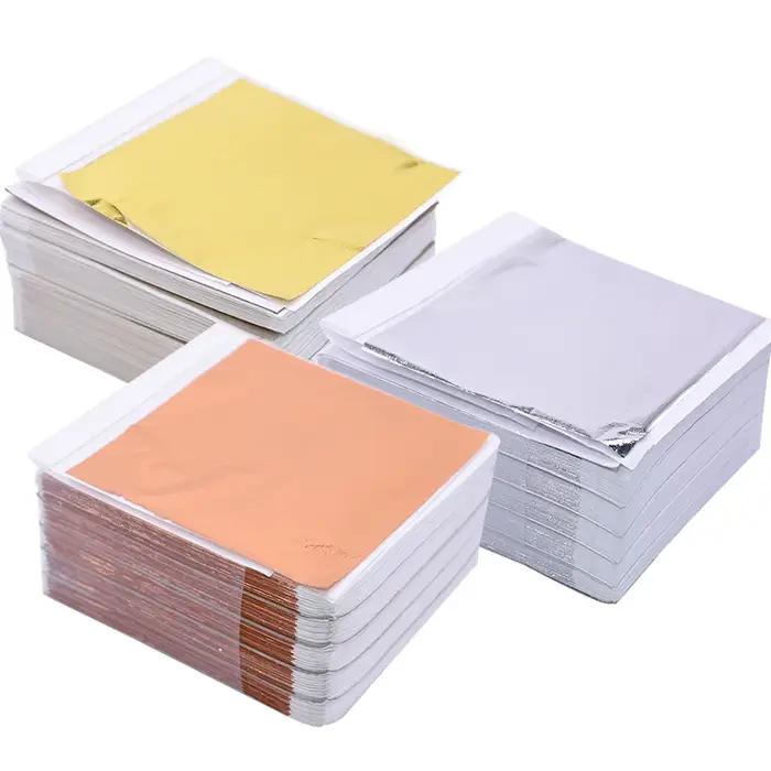 100 pièces Imitation or argent cuivre feuille papiers feuille flocon feuilles de dorure pour ongles 
