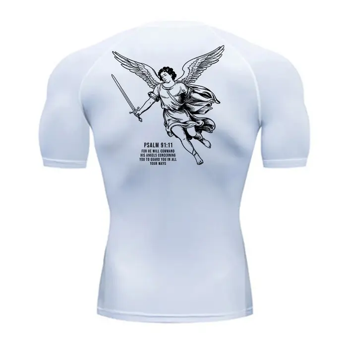 T-shirt athlétique homme séchage rapide compression graphique angel chrétien sport