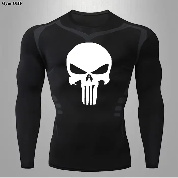 T-shirt compression homme coupe sèche - Fitness gym football - Rashguard extensible musculation