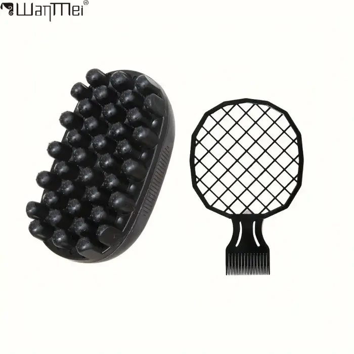 Ensemble combiné d'outils de coiffure pour tresses de cheveux, peigne à grille de cheveux noirs + br