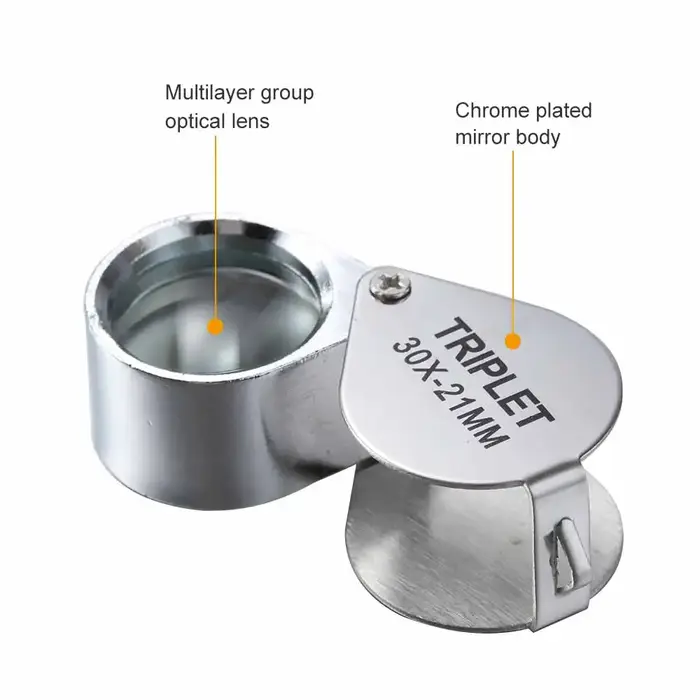 Loupe de poche pour bijoutiers, loupe de poche 10-30X, Loupe de bijoux pliable, Diamant Lupa Triplet