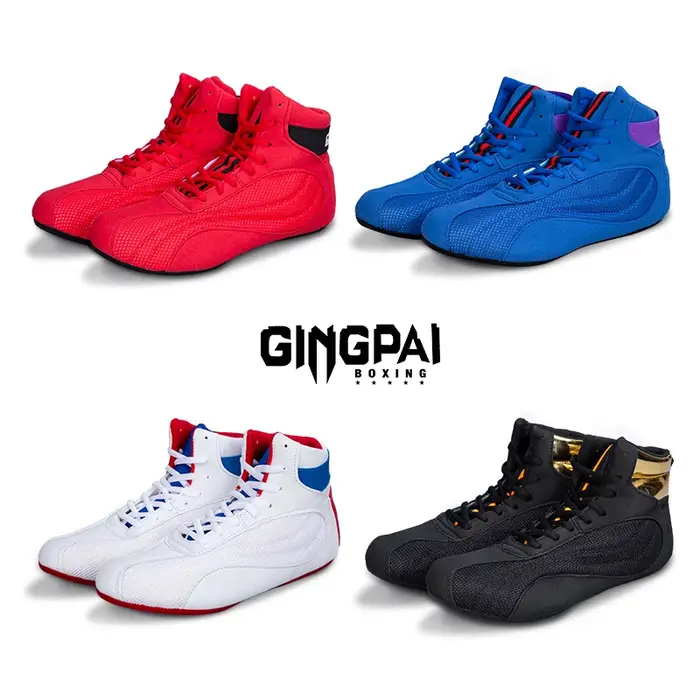 Bottes de lutte respirantes pour hommes et femmes - Chaussures de boxe professionnelles 4 couleurs