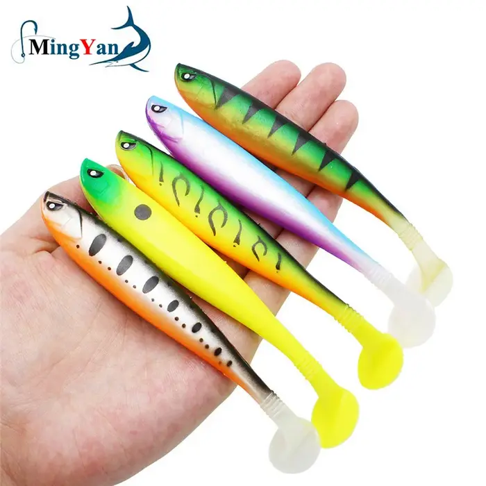 Leurre souple en silicone et caoutchouc avec tête plombée, appât Élde type poisson nageur idéal pour