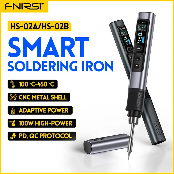 FNIRSI HS-02 fer à souder électrique intelligent PD 100W température constante réglable chaleur rapi