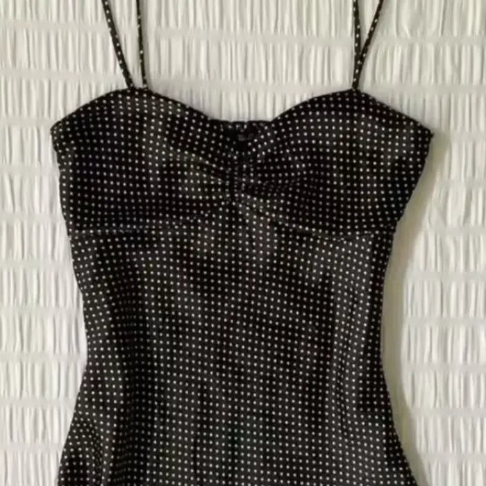 Camisole vintage à pois français pour femmes, été, plis, sans manches, Y2k, crop top, halter, hauts 
