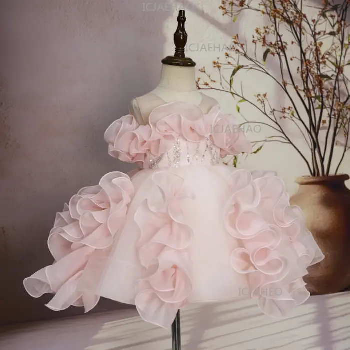 Nouvelle Robe Tutu de Cérémonie pour Bébé Fille, Tenue de Performance pour Fête de Premier Anniversa