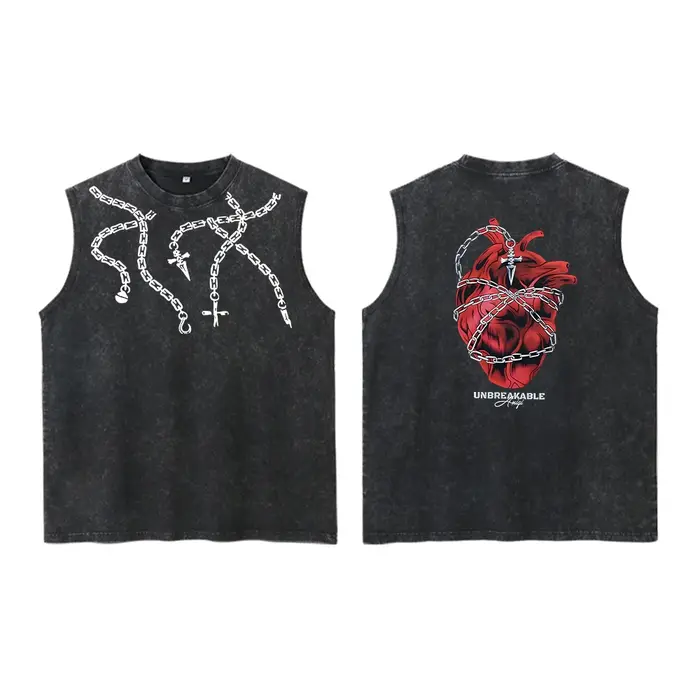 Anime Hunter X Hunter acide gilet rétro Vintage imprimé lavé graphique gilet hommes Harajuku Y2k cot