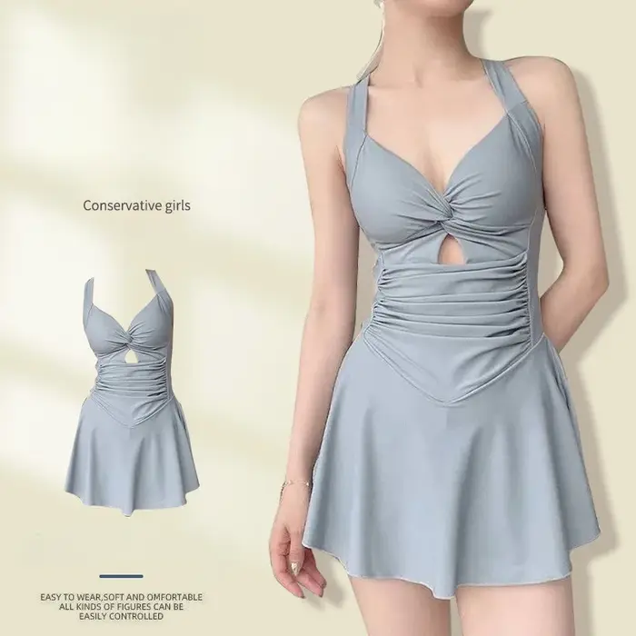 Maillot de bain une pièce pour femmes, couleur unie, amincissant, Style conservateur, serrage de la 