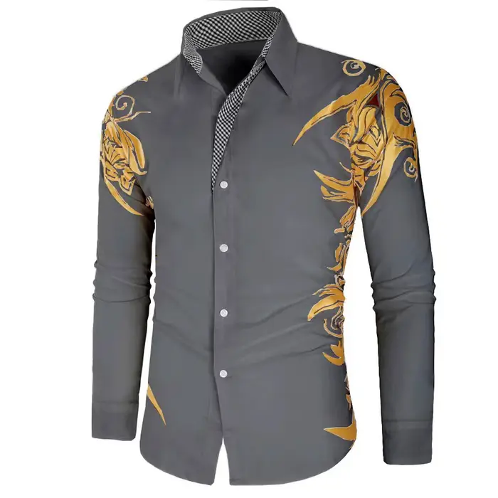 Chemise à manches longues pour hommes, chemise imprimée, mode, décontractée, haute qualité, élégante