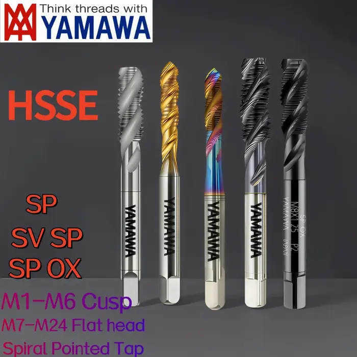 Taraud à spirale métrique YAMAWA du Japon, en acier inoxydable noir/acier au cobalt, taraud M1M2-M24