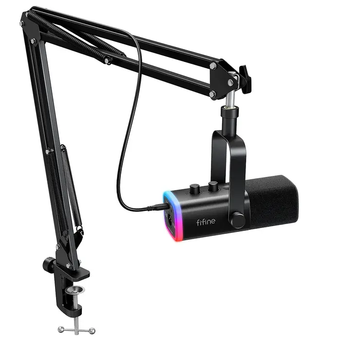 Kit de microphone de jeu FIFINE XLR/USB avec prise casque/muet/rvb/support de bras, ensemble de micr