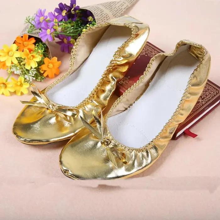 Chaussons ballet cuir filles femmes USHINE - Chaussures danse semelle fendue yoga enfants