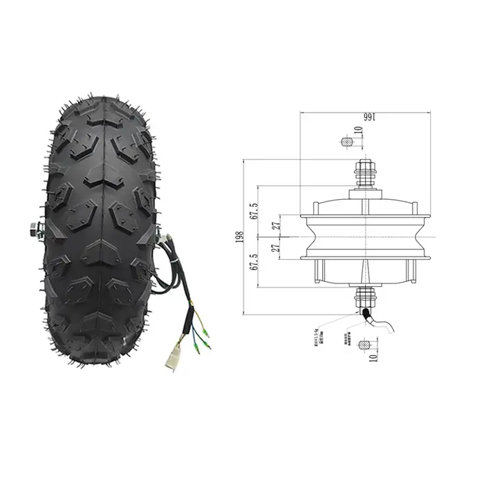 Kit de moteur électrique sans balais pour brouette de 24v 36v 48v 350w 500w, pneus tout-terrain de 1