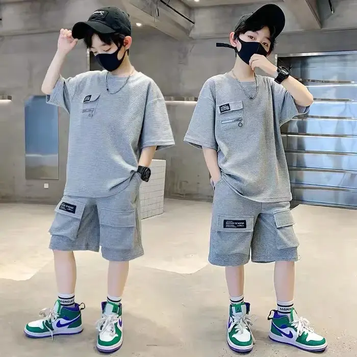 Ensemble d'été pour garçons, combinaison de sport pour enfants, nouvelle tenue à la mode, haut à man