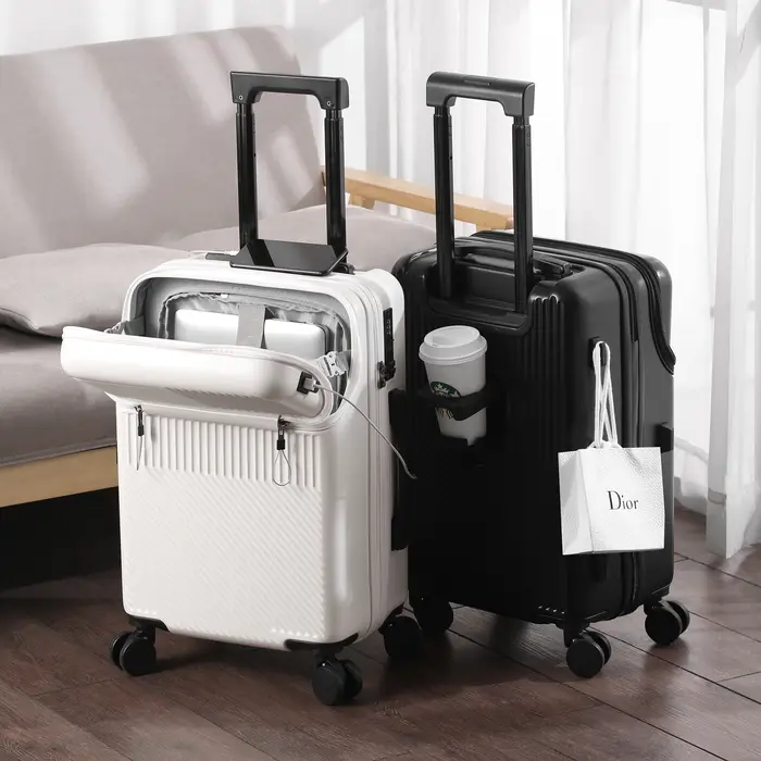 Valise bagages valise d'affaires élégante avec porte-gobelet compacte 20 pouces légère bagage à main