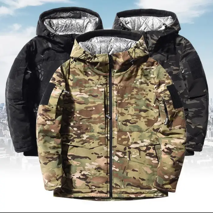 Veste thermique en coton camouflage militaire C09 pour homme, épaisse, chaude, coupe-vent, avec ferm