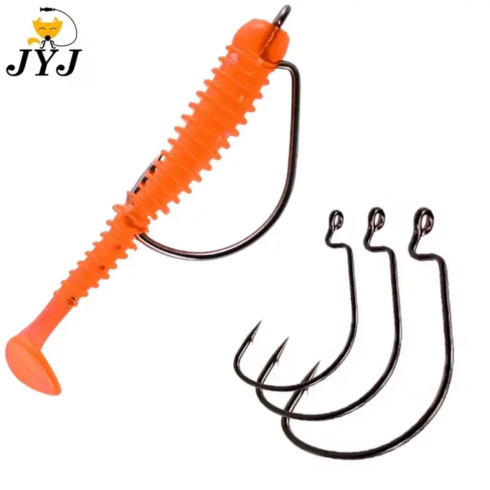 JYJ 100 pièces beaucoup d'hameçon de pêche offset, # 5/0 # 1/0 # 1 ... # 8 toutes tailles d'acier à 