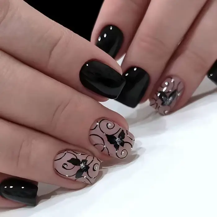 Faux Ongles Courts à Presser pour la Saison Printemps Été, 50 Styles de Fleurs, Papillon, Pointes d'
