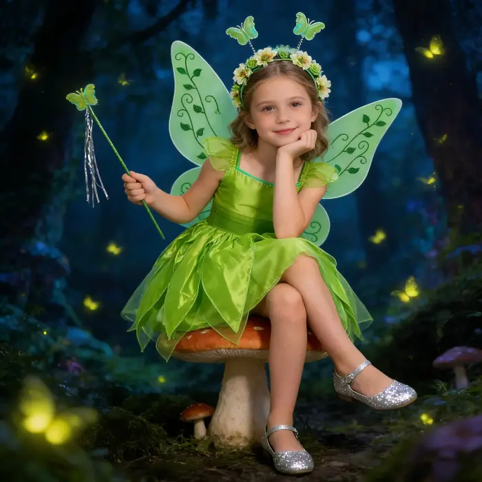 Robe de fée des fleurs pour filles, déguisement de princesse pour enfants avec ailes, costume de pri